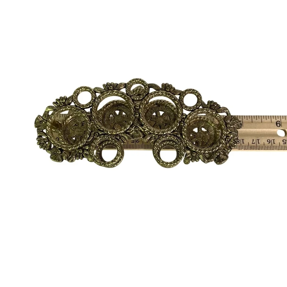 Vintage Gold Filigree Vanity Set Mirror Lipstick Holders Hollywood Regency